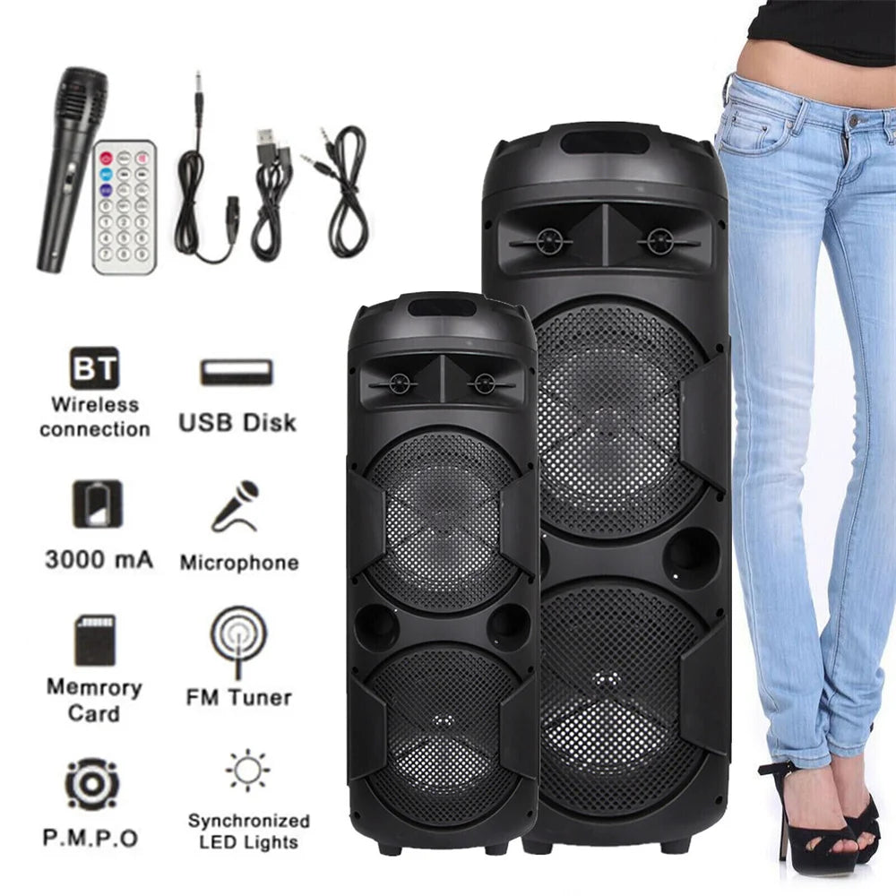 6000W Portable Bluetooth Speaker Sub woofer Heavy Bass Sound System Party Dj Karaoke RGB Light Rechargeable Speaker