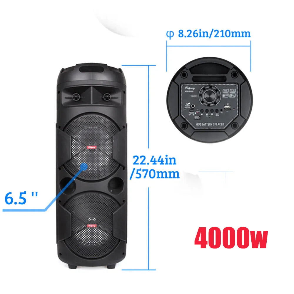 6000W Portable Bluetooth Speaker Sub woofer Heavy Bass Sound System Party Dj Karaoke RGB Light Rechargeable Speaker