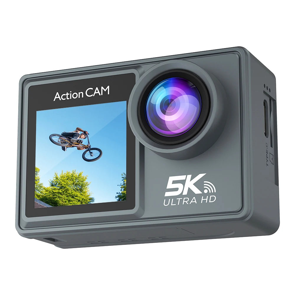 5K Action Camera 4K60FPS Dual IPS Touch LCD EIS WiFi 170° 30M Waterproof 5X Zoom Professional Sport Camera With Remote Control