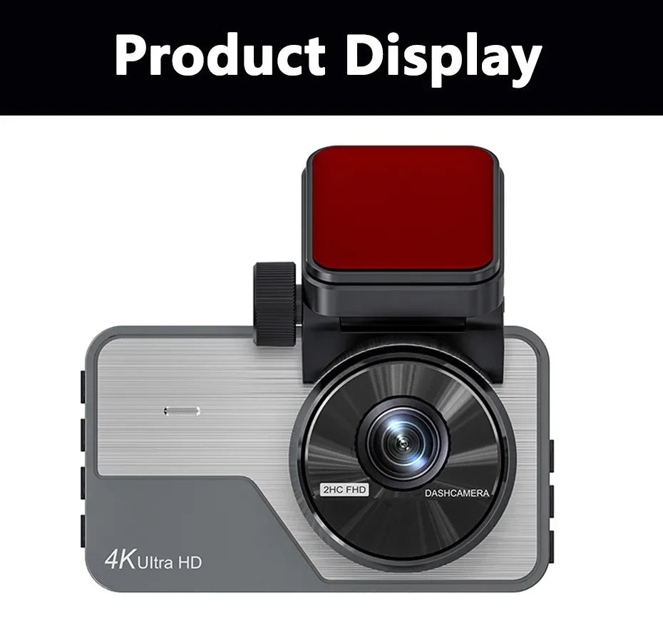 4K Ultra HD Dual Dash Cam 3.0'' IPS Screen WiFi Connection With App Control 170° Wide Angle Night Vision G-Sensor Parking Mode