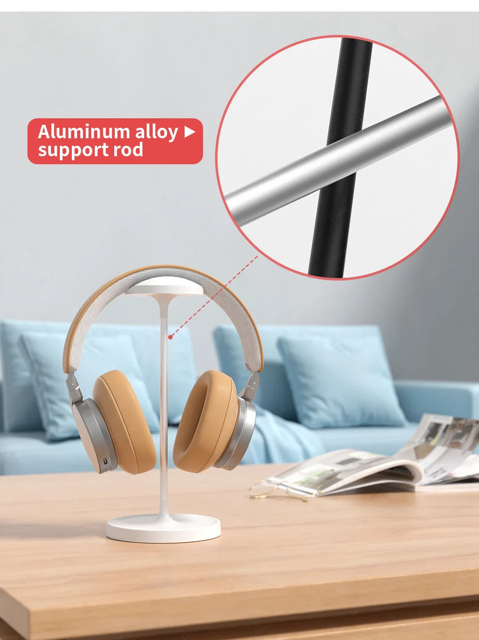 Universal Desktop Headphone Stand Aluminum Heavy Base Headset Rack Holder Support for Gaming Earphone