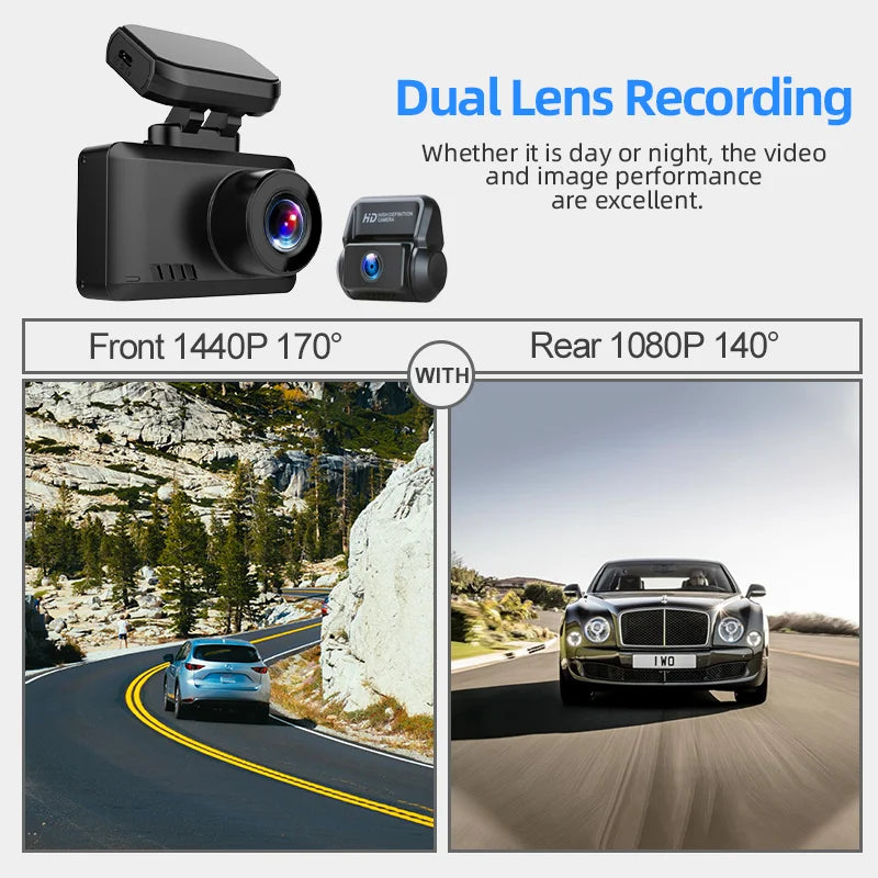 4K WIFI GPS Dash Cam Front And Rear dual Lens Wireless Dash Camera For Cars loop Recording Parking Monitor car accessories