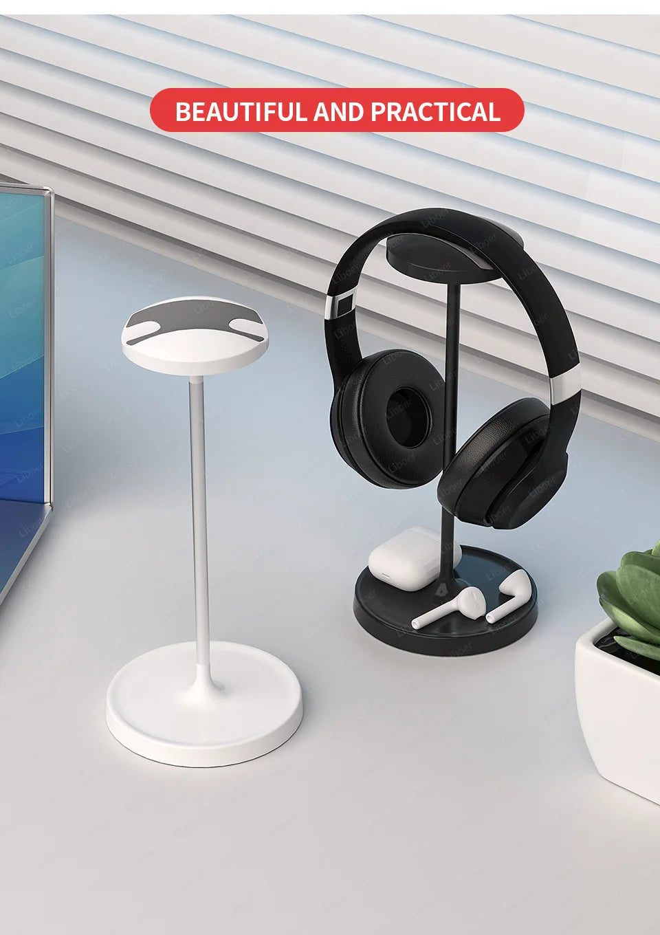 Universal Desktop Headphone Stand Aluminum Heavy Base Headset Rack Holder Support for Gaming Earphone