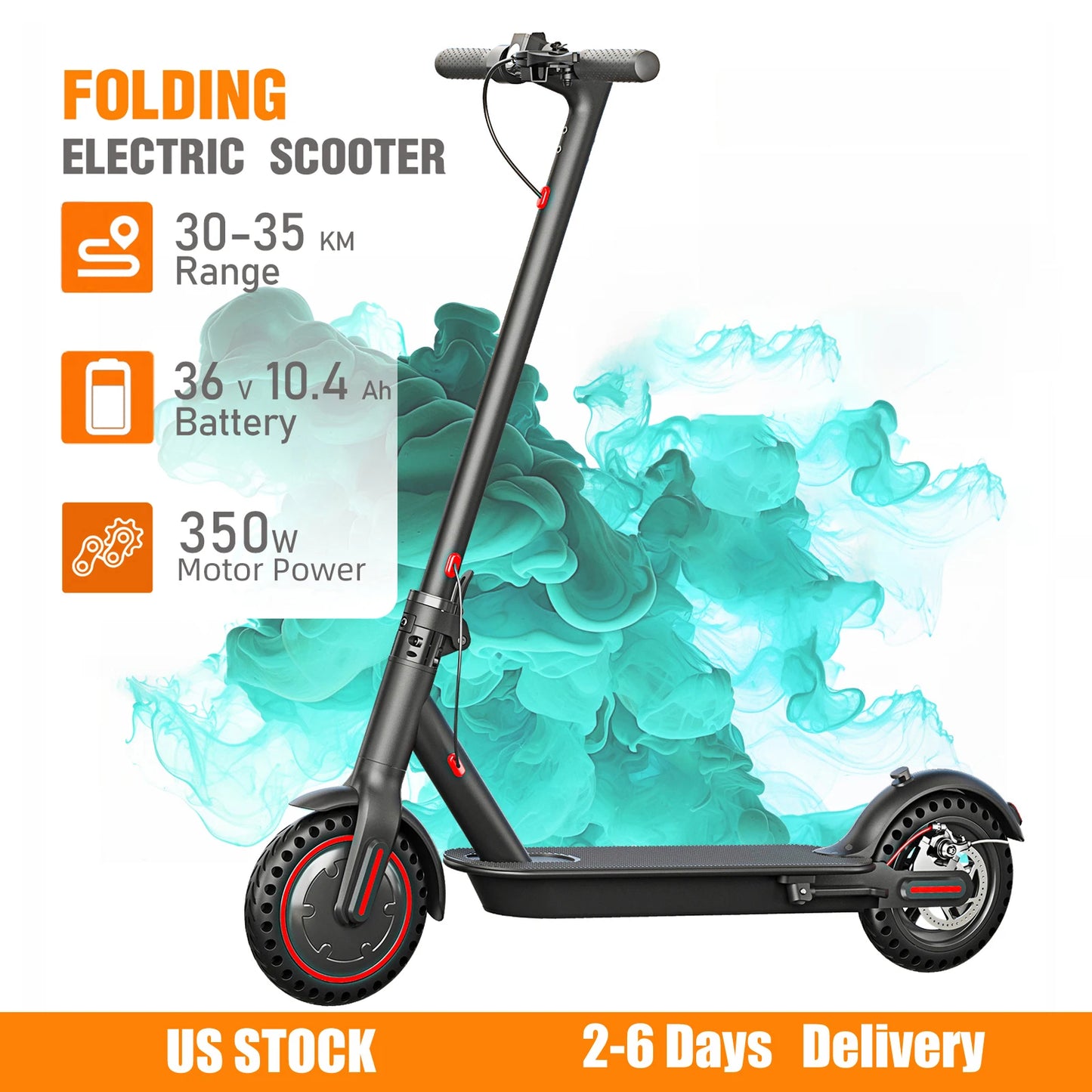 350W Foldable Electric Scooter for Adults Teens,Explosion-proof Tires,Dual Brake System,Lightweight APP Support E-scooter