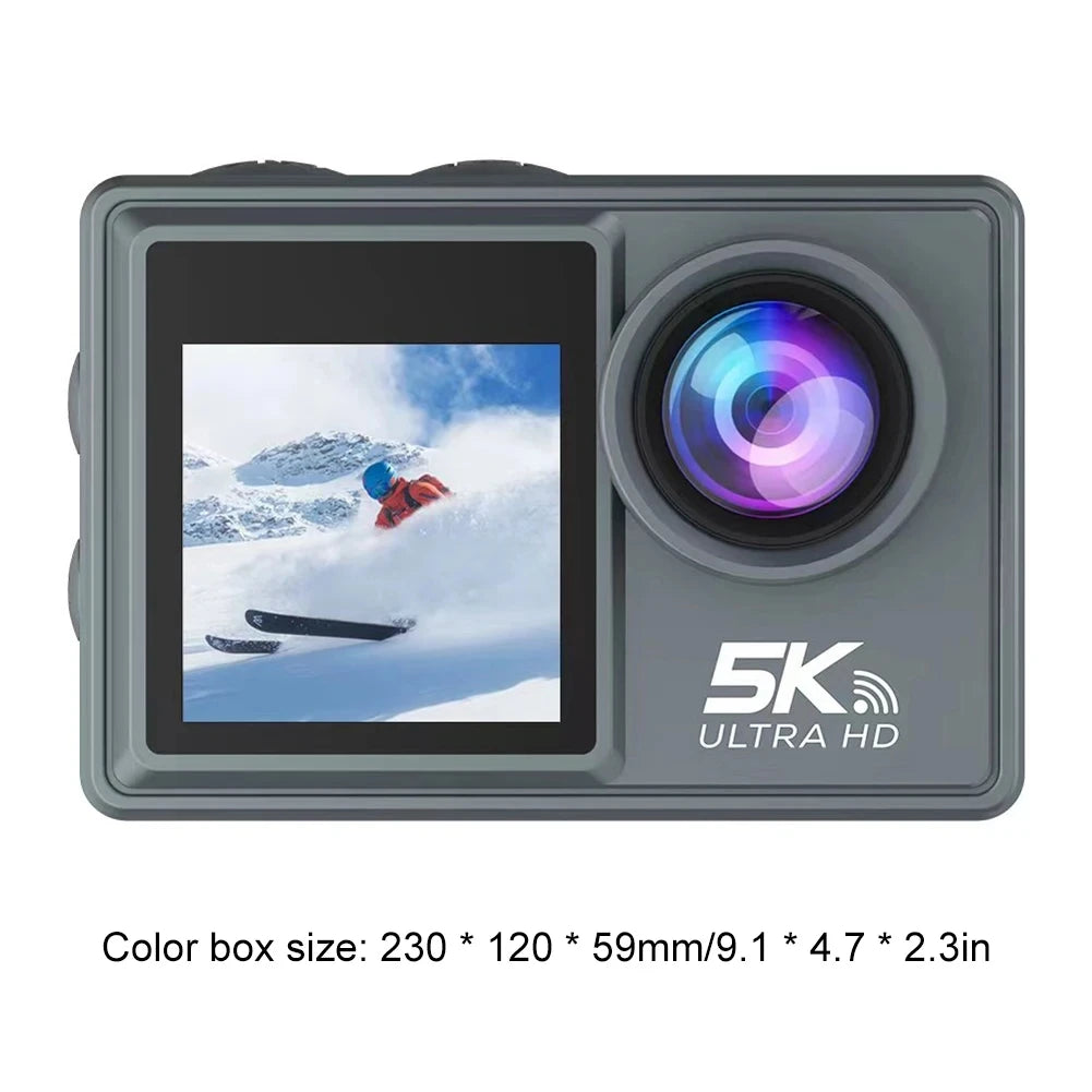 2025 NEW Action Camera 5K 4K 60FPS WiFi Anti-shake Dual Screen 170° Wide Angle 30m Waterproof Sport Camera with Remote Control