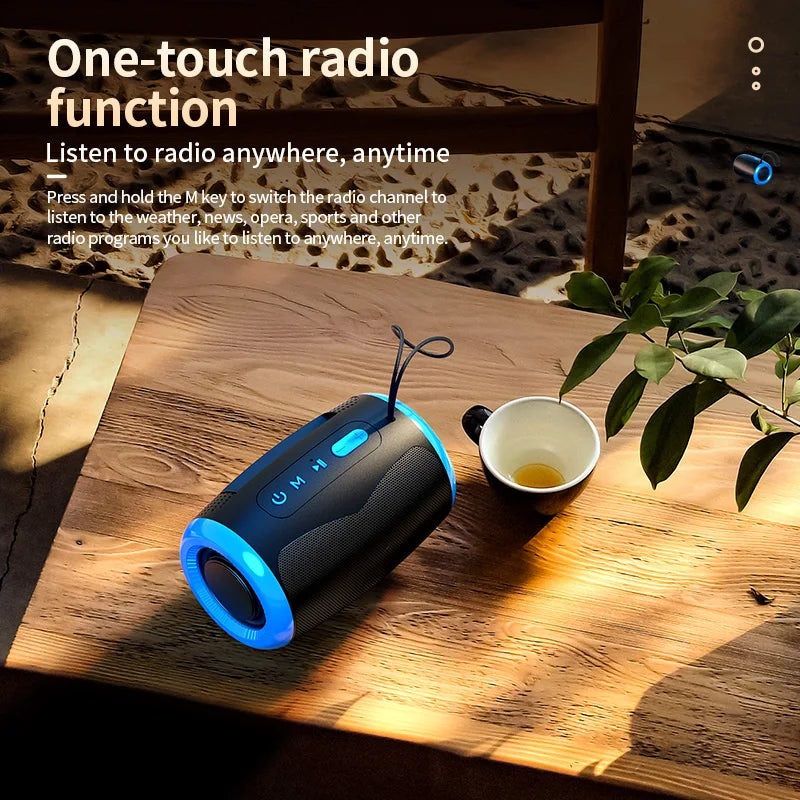 Portable Bluetooth Speaker Outdoor Waterproof Wireless TWS Radio Column Box Speaker Support TF card Stereo 3D Hi-Fi Music Player