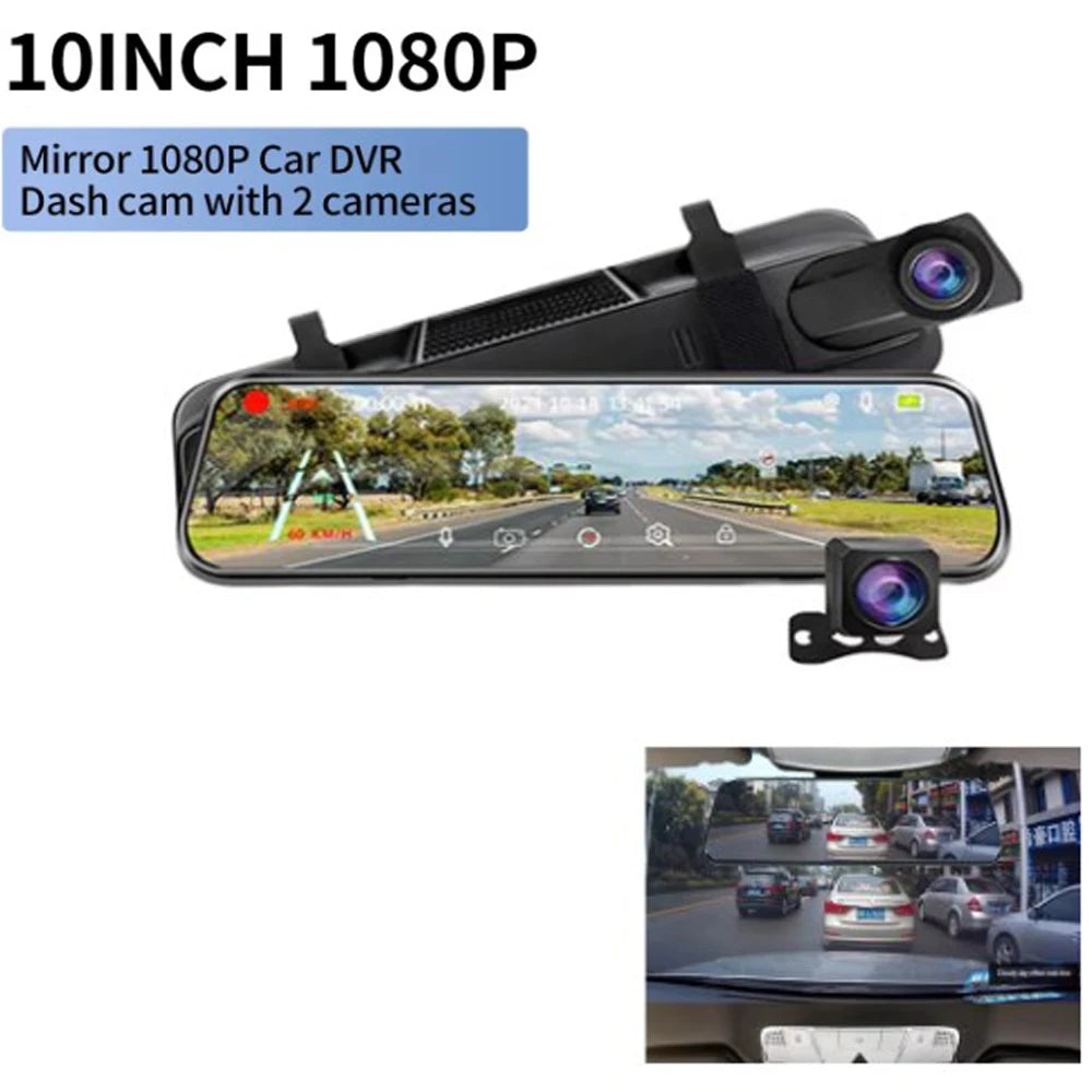 1 set Car Dash Cam 10inch 4K Dvr Carplay Android Auto GPS 5G WIFI AUX Stream RearView Mirror Dashcam Camera Drive Recorder FM