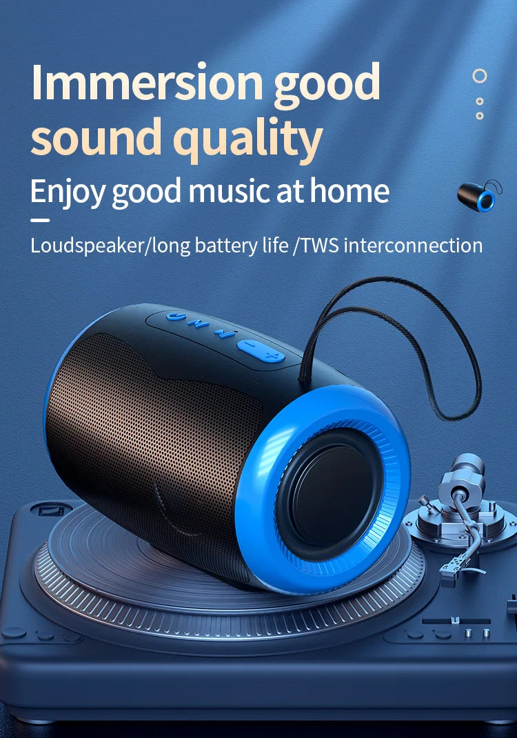 Portable Bluetooth Speaker Outdoor Waterproof Wireless TWS Radio Column Box Speaker Support TF card Stereo 3D Hi-Fi Music Player