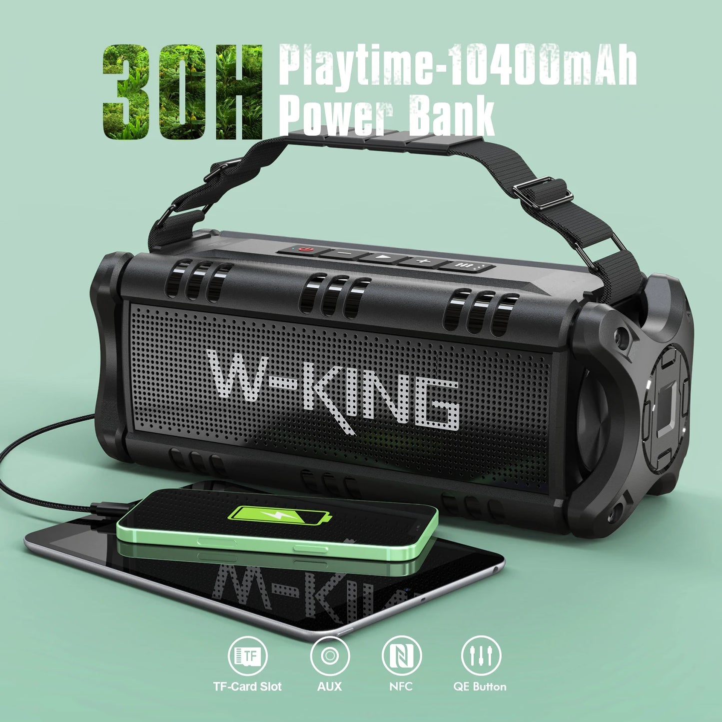 W-KING Bluetooth Speaker, 90W Peak 50W RMS IPX6 Waterproof Loud Speakers Bluetooth Wireless, Large Outdoor Portable Speaker