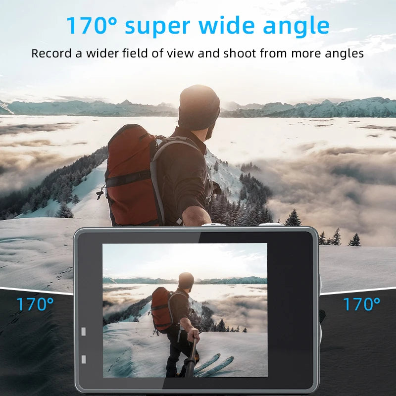 2025 NEW Action Camera 5K 4K 60FPS WiFi Anti-shake Dual Screen 170° Wide Angle 30m Waterproof Sport Camera with Remote Control