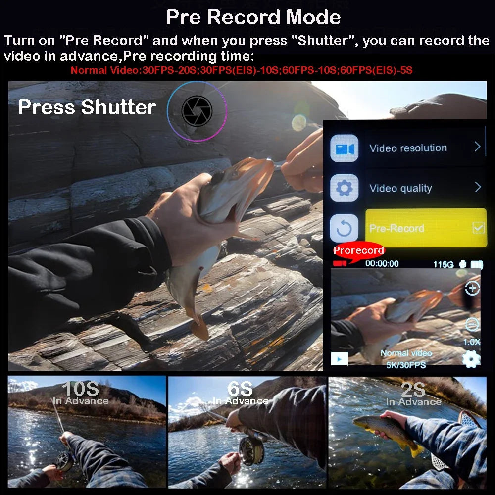 5K Action Camera 4K60FPS Dual IPS Touch LCD EIS WiFi 170° 30M Waterproof 5X Zoom Professional Sport Camera With Remote Control