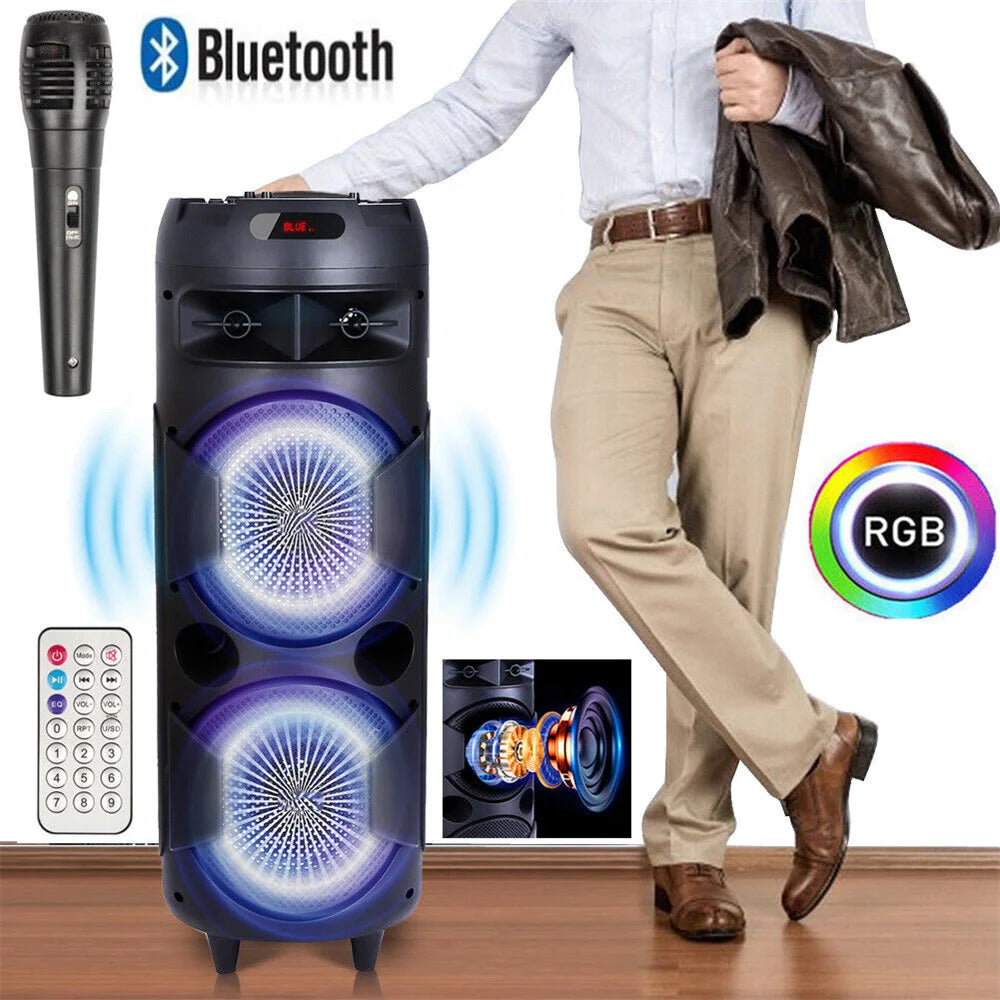 6000W Portable Bluetooth Speaker Sub woofer Heavy Bass Sound System Party Dj Karaoke RGB Light Rechargeable Speaker