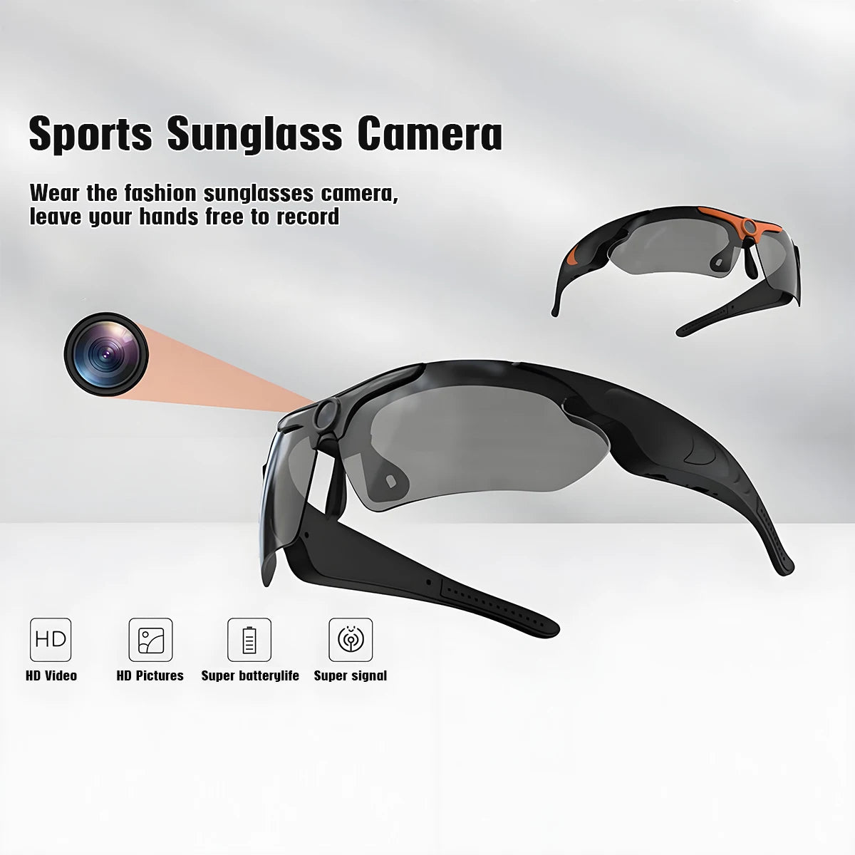 1080P HD Camera Glasses, Portable Video Recorder, Mini Camera Glasses, Sports Camera, Suitable for Driving and Meetings.  d