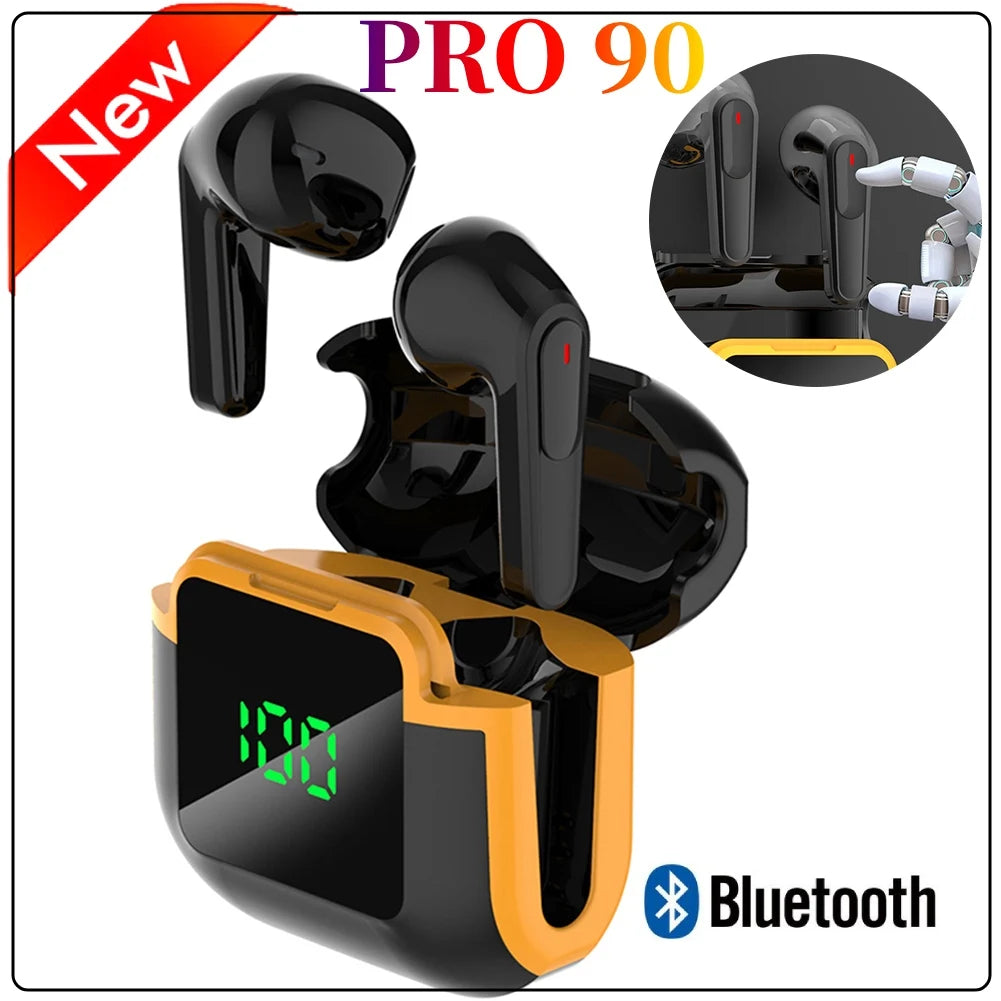 PRO 90 Wireless Bluetooth In Ear Headphone Waterproof Noise Reduction Headphones Smart Touch Music TWS Earplugs Gaming Earphones