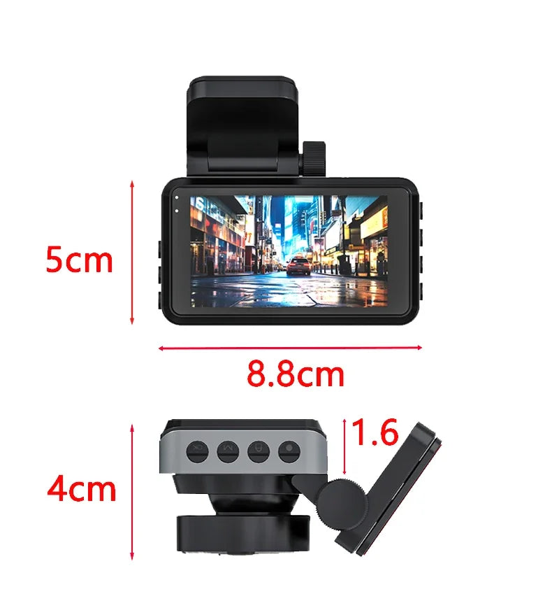 4K Ultra HD Dual Dash Cam 3.0'' IPS Screen WiFi Connection With App Control 170° Wide Angle Night Vision G-Sensor Parking Mode