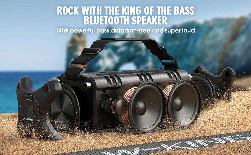 W-KING Bluetooth Speaker, 90W Peak 50W RMS IPX6 Waterproof Loud Speakers Bluetooth Wireless, Large Outdoor Portable Speaker