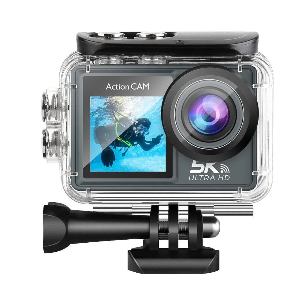 5K Action Camera 4K60FPS Dual IPS Touch LCD EIS WiFi 170° 30M Waterproof 5X Zoom Professional Sport Camera With Remote Control